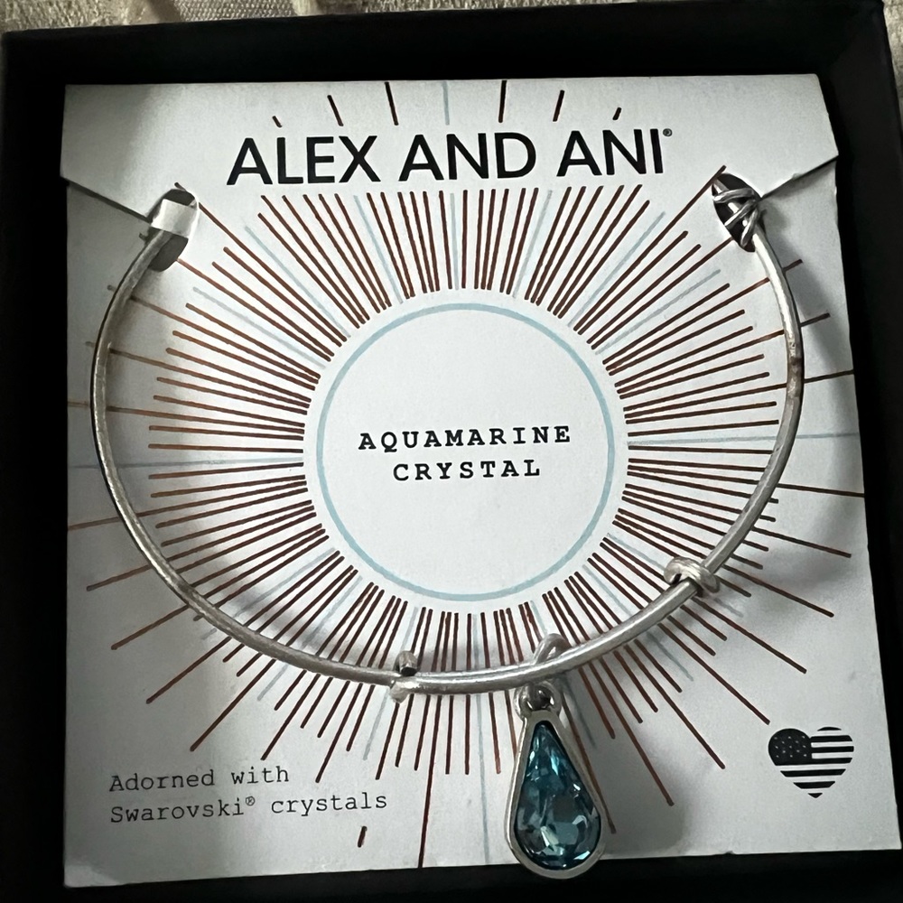 New in box Alex and Ani March Birthstone Bracelet.